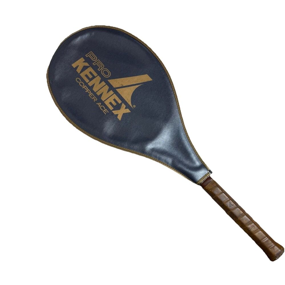 Vintage Pro Kennex Copper Ace Tennis Racquet With Cover Leather Handle Graphite